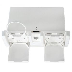 Ящик для мелочей врезной с замком и складным подстаканником белый